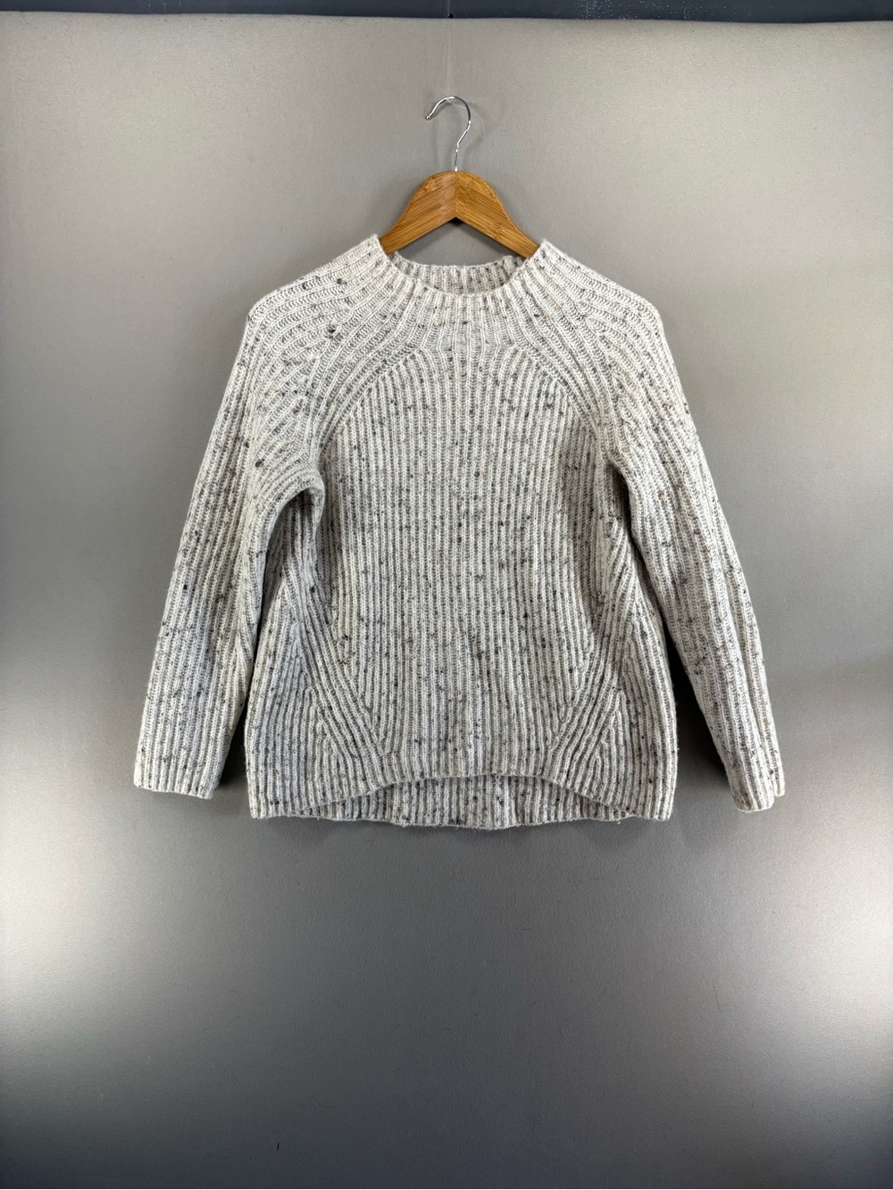 Madewell Women's Long Sleeve Mock Neck Ribbed Sweater Oatmeal Beige Size Small